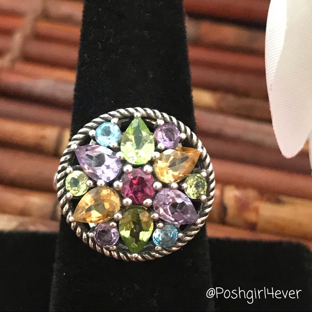 Effy Multi Gemstone Sterling Silver Ring Size 7 - image 1